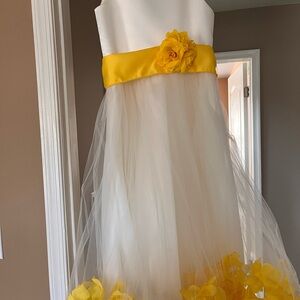 Elegant White Dress with Yellow Floral Accents